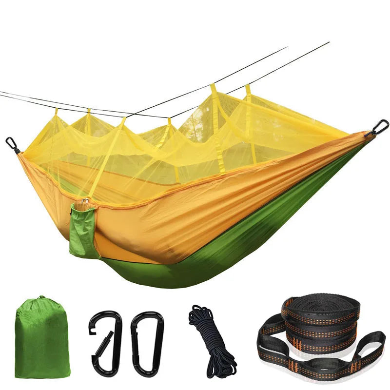 Lightweight Camping Hammock with Mosquito Net — 210T Nylon, 400 lbs Capacity