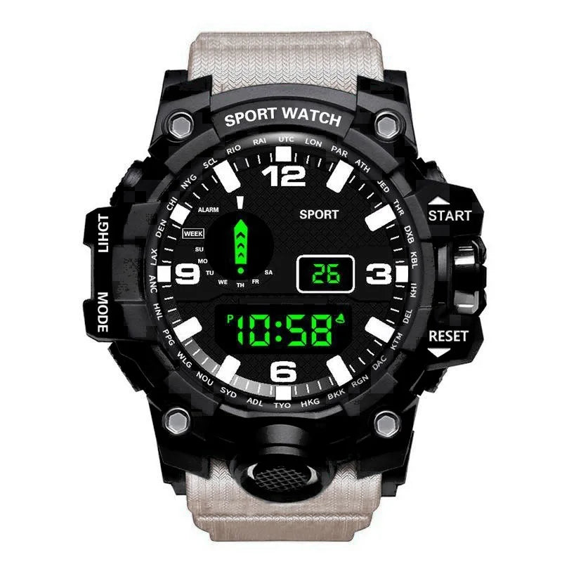 Men's Military Sports Watch – Large Dial Multifunctional Waterproof Luminous Alarm Digital Wristwatch for Men & Kids