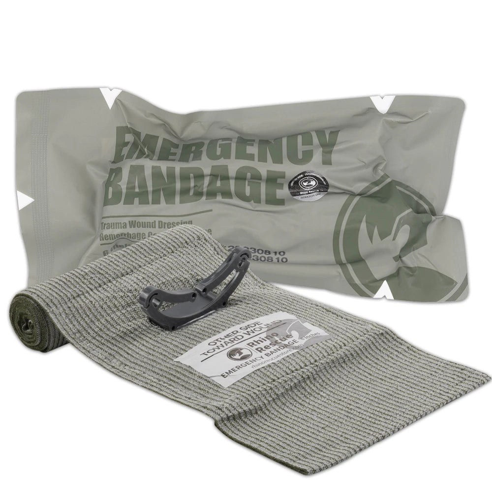 RHINO RESCUE Emergency Pressure Bandage – 4" & 6" High-Elasticity Wound Dressing IFAK Kit for Hiking & Outdoor Essentials