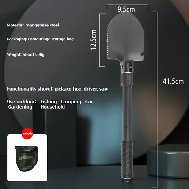 Foldable Camping Shovel – Portable Carbon Steel Entrenching Tool for Hiking, Survival & Outdoor Use
