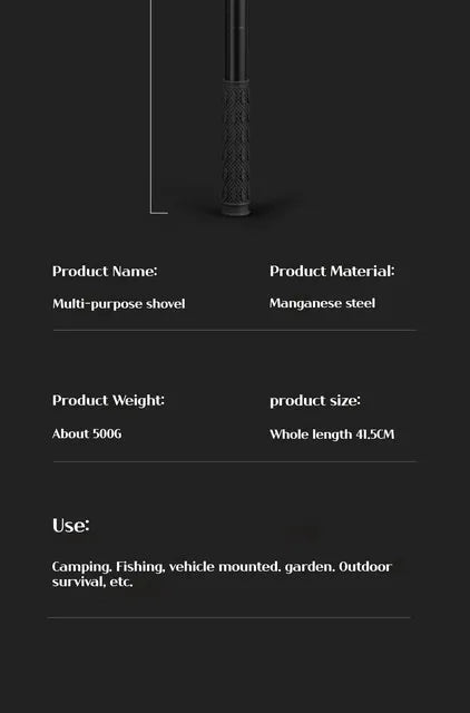 Pala de camping plegable SurvivalPro — Herramienta de atrincheramiento multifuncional