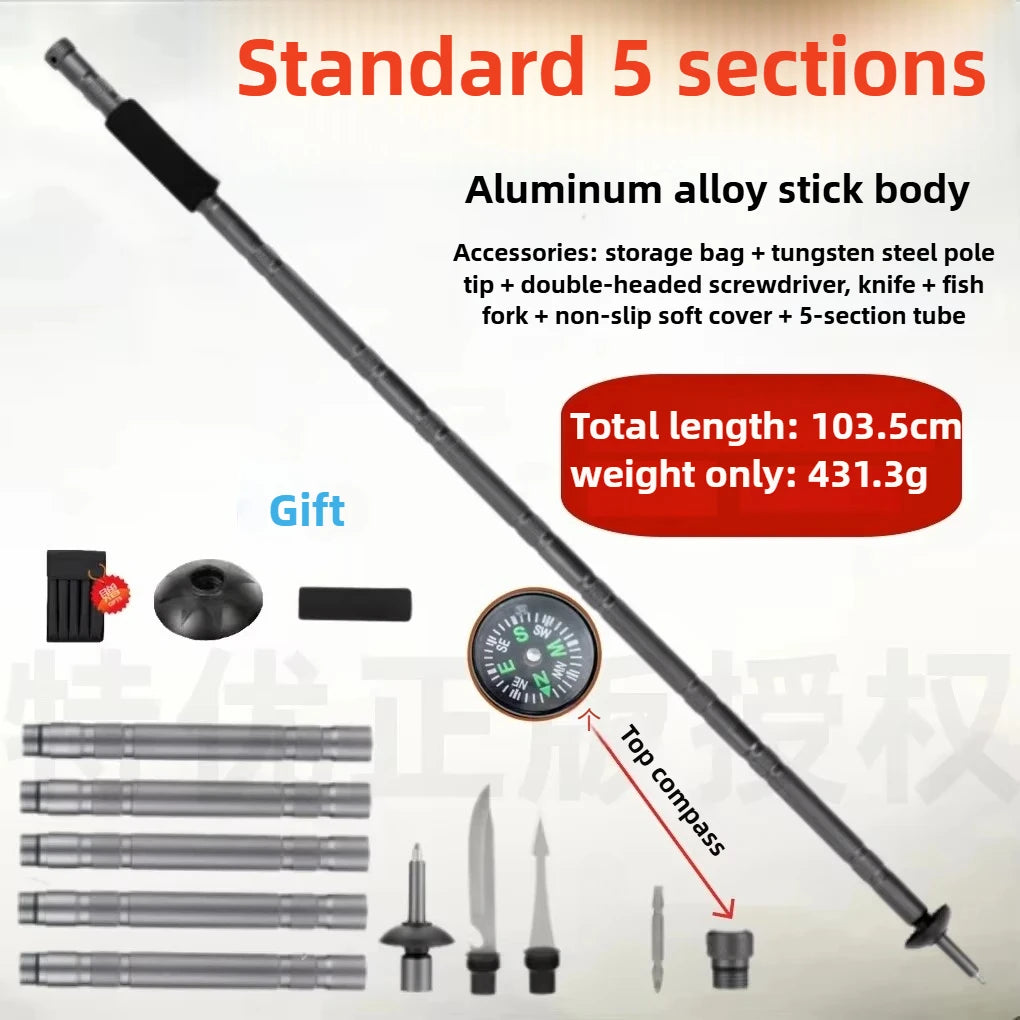 Trekking Poles Folding Multifunctional Hiking Poles Outdoor Hiking Camping Ultralight Tactical Set Telescopic Hiking Poles