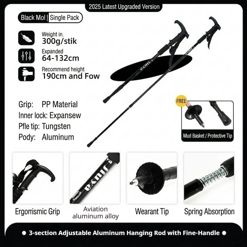 Upgraded Shock-Absorbing Trekking Poles – Aluminum Telescopic Walking Sticks