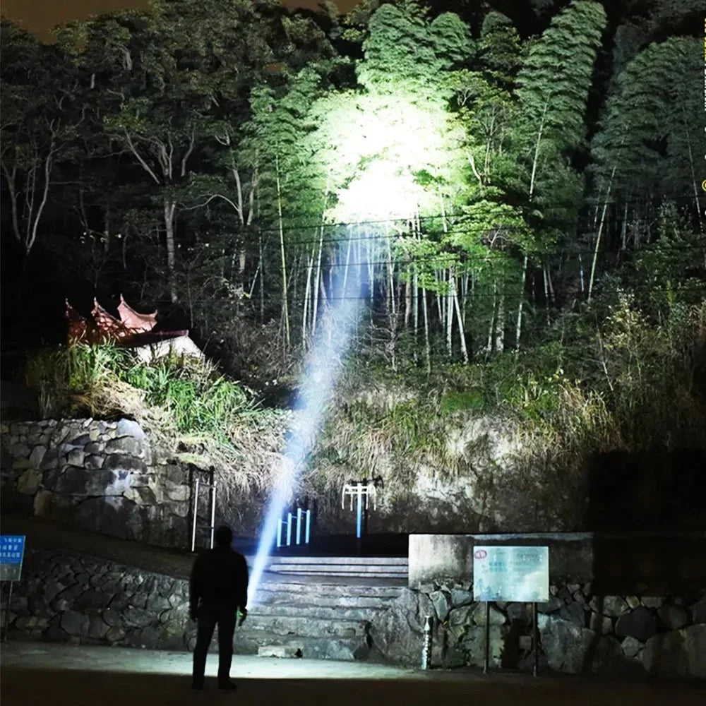 990000000LM LED Strong Light Flashlight Portable Rechargeable Lamp Built-in Battery Long Range Tactical Lantern Outdoor Lights