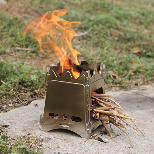 Portable Wood Burning Camp Stove – Stainless Steel Alcohol Stove for Camping, BBQ & Picnic
