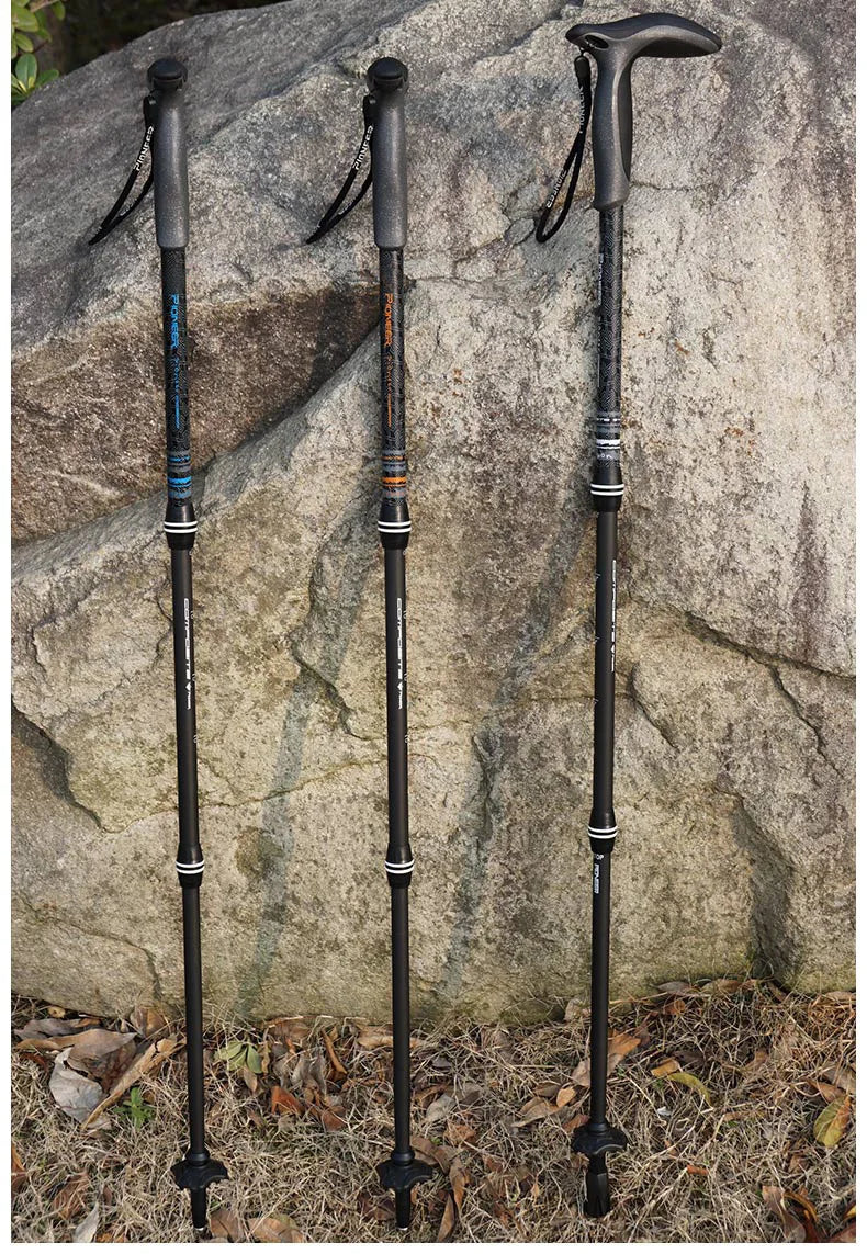 Carbon Fiber Adjustable Walking Stick — T-Handle, 3-Section, 49–100cm