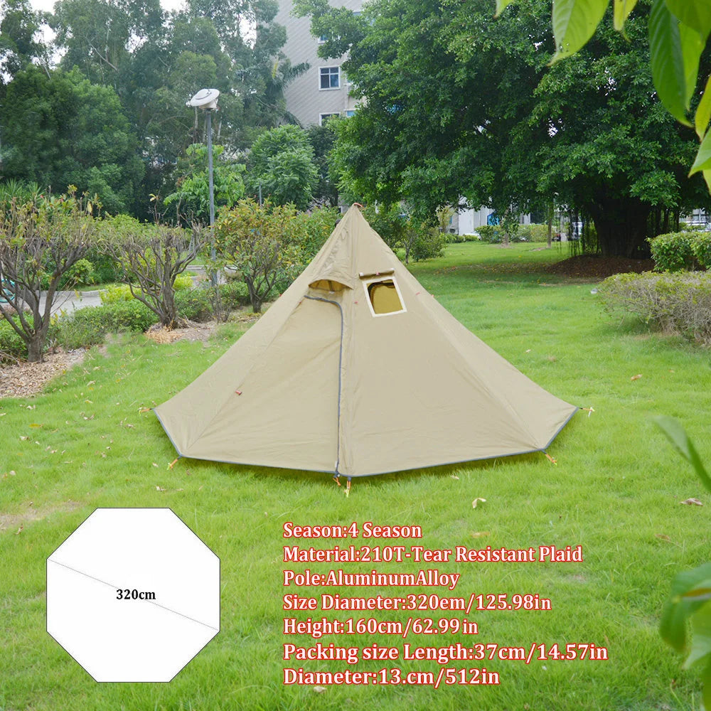 Tienda de campaña tipi ultraligera con forma de pirámide – Tienda de campaña de 4 estaciones para mochileros con impermeabilidad de 3000 mm y orificio para chimenea para 2 a 4 personas