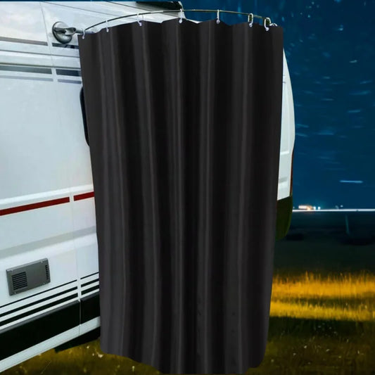 Camping Shower Cabin Kit – Foldable Enclosure with Suction Cup Brackets, Flexible Rod & Curtain for RV & Outdoor Use