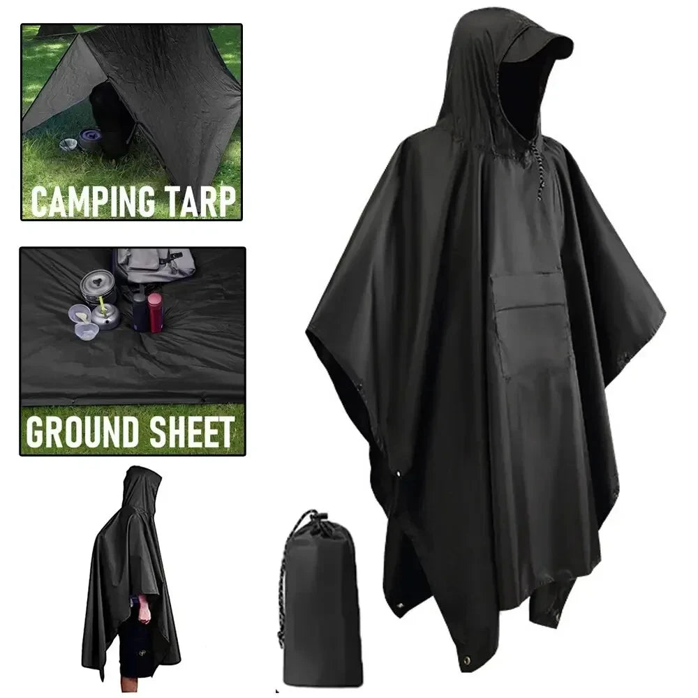 Impermeable militar WeatherShield 3 en 1 — Poncho impermeable con capucha
