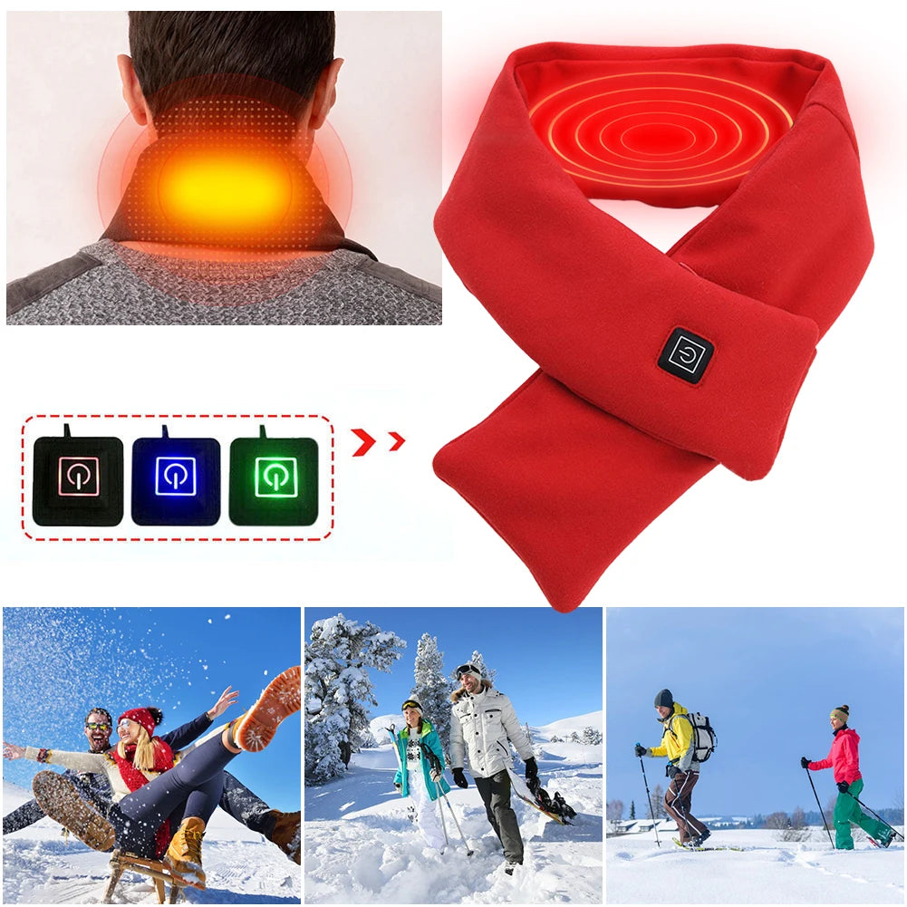 Electric Heating Scarf USB Charging Electric Heated Scarf Washable Thermal Neck Wrap Warmer Soft for Outdoor Camping Hiking