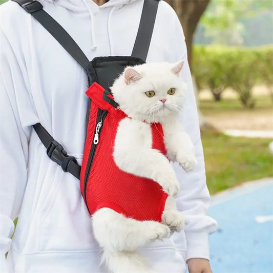 Portable Pet Backpack – Mesh Double Shoulder Carrier Bag for Cats & Dogs Outdoor Travel & Hiking