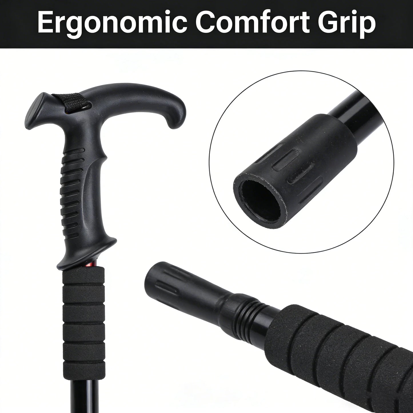 Folding Telescopic Trekking Pole – 4-Section Portable Hiking & Camping Stick