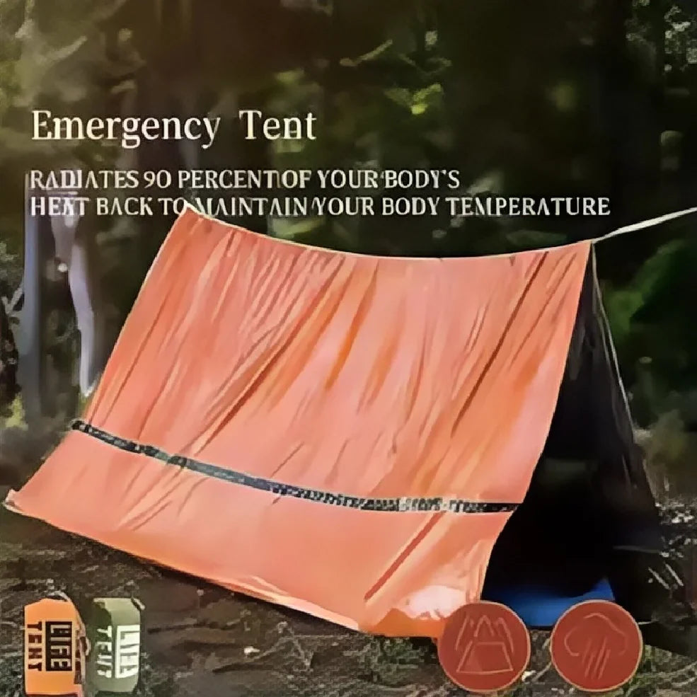 2-Person Emergency Survival Shelter – Waterproof Mylar Bivy Tent & Thermal Sleeping Bag with SOS Whistle