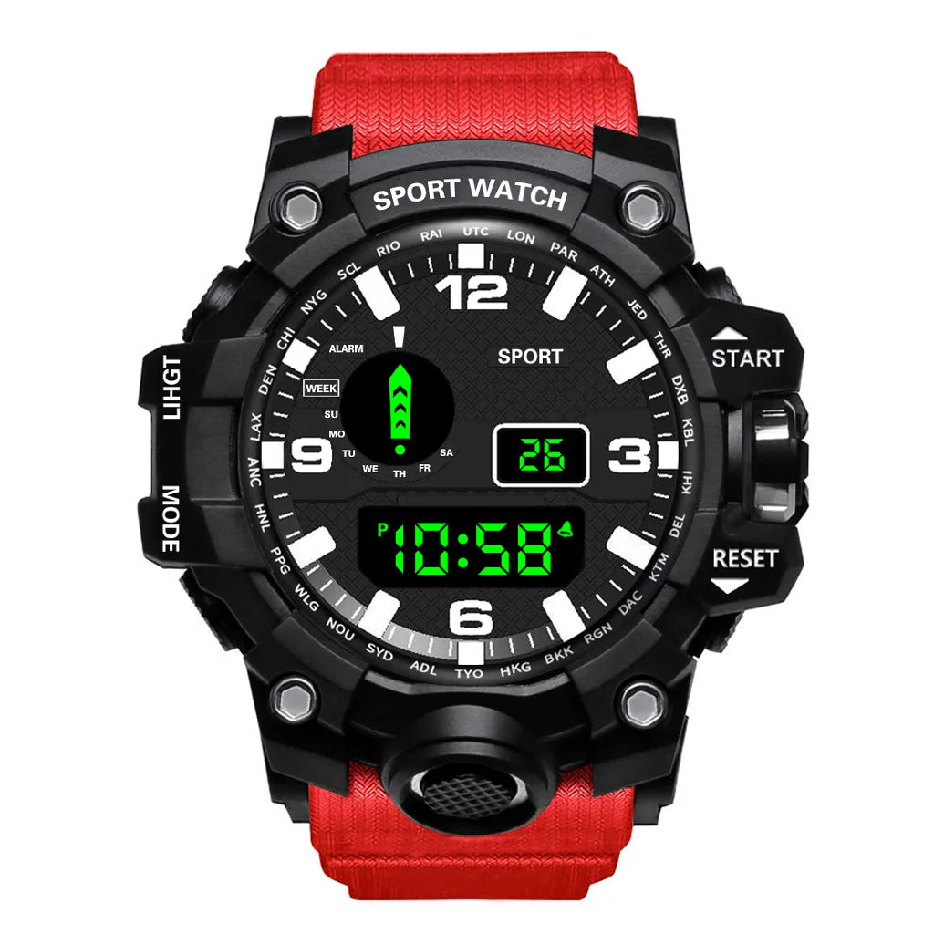 Men's Military Sports Watch – Large Dial Multifunctional Waterproof Luminous Alarm Digital Wristwatch for Men & Kids