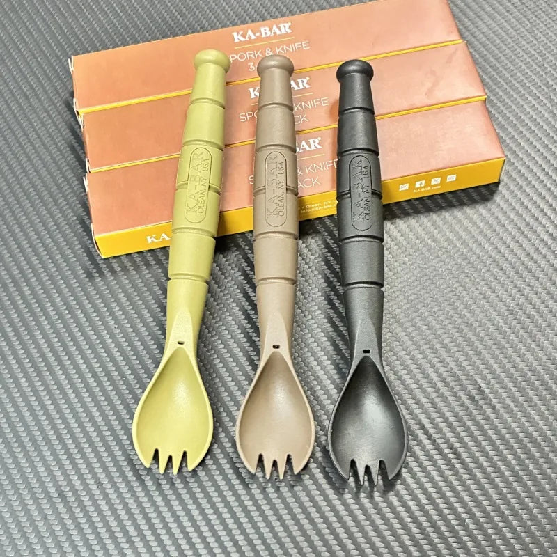 Tactical EDC Cutlery Set – Foldable Fork, Spoon & Knife Combo for Camping & Hiking