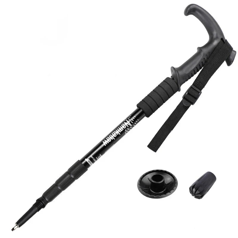 Folding Telescopic Trekking Pole – 4-Section Portable Hiking & Camping Stick
