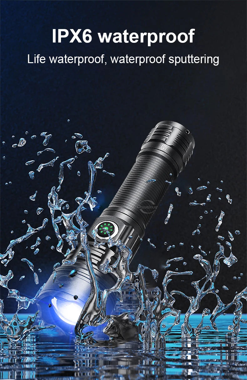 LED Tactical Military Flashlight High Power Rechargeable USB 18650 Torch Light Self Defense Hunting Night Scout Zoom Flashlights