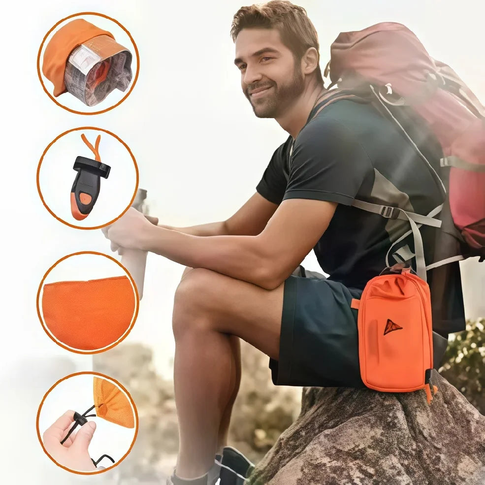 2-Person Emergency Survival Shelter – Waterproof Mylar Bivy Tent & Thermal Sleeping Bag with SOS Whistle