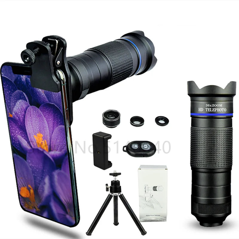 HD 36x Telescope lens professional Tele Zoom Camera Lenses With Tripod for iPhone smartphones Bird-watch Hunting
