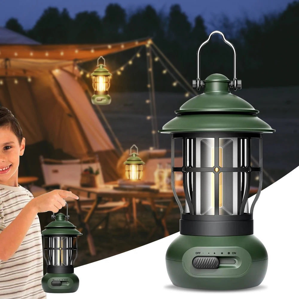 DF Tactical LED Camping Lantern – USB Rechargeable Portable Tent Lamp with 3 Modes for Hiking, Camping & Emergency