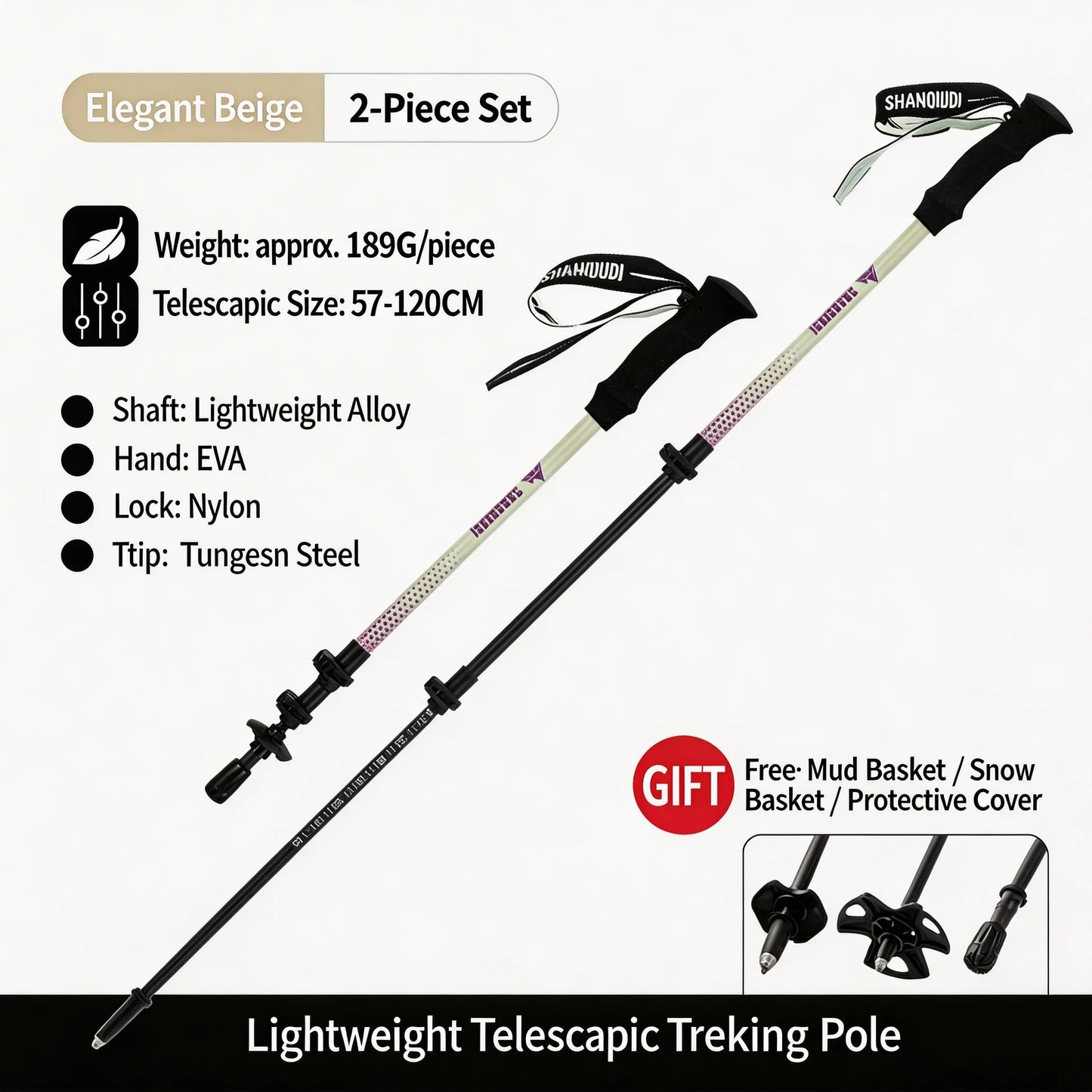 TacticalEdge Carbon Fiber Trekking Poles — Ultralight Folding Hiking Sticks