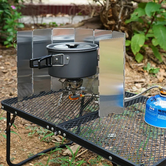 Camping Wind Shield – Foldable Aluminum Alloy Windscreen for Gas Stove, Picnic & Outdoor Cooking