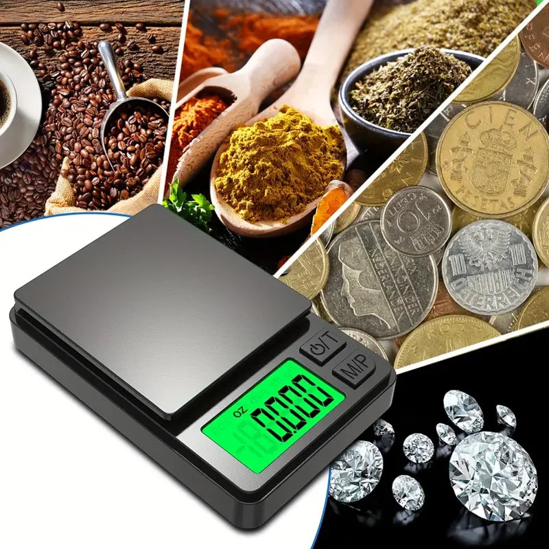 Precision Pocket Scale 1000g x 0.1g – Digital Gram Scale for Food, Jewelry, Ounces & Grains with Backlit LCD for Travel & Camping