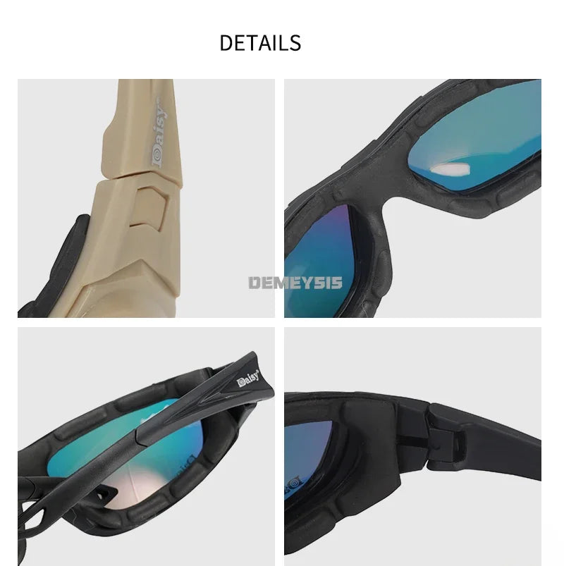 Gafas Tácticas de Seguridad para Exteriores, Lentes de Sol Polarizadas con Protección UV para Caza, Ciclismo, Senderismo, Motociclismo, Gafas de Seguridad