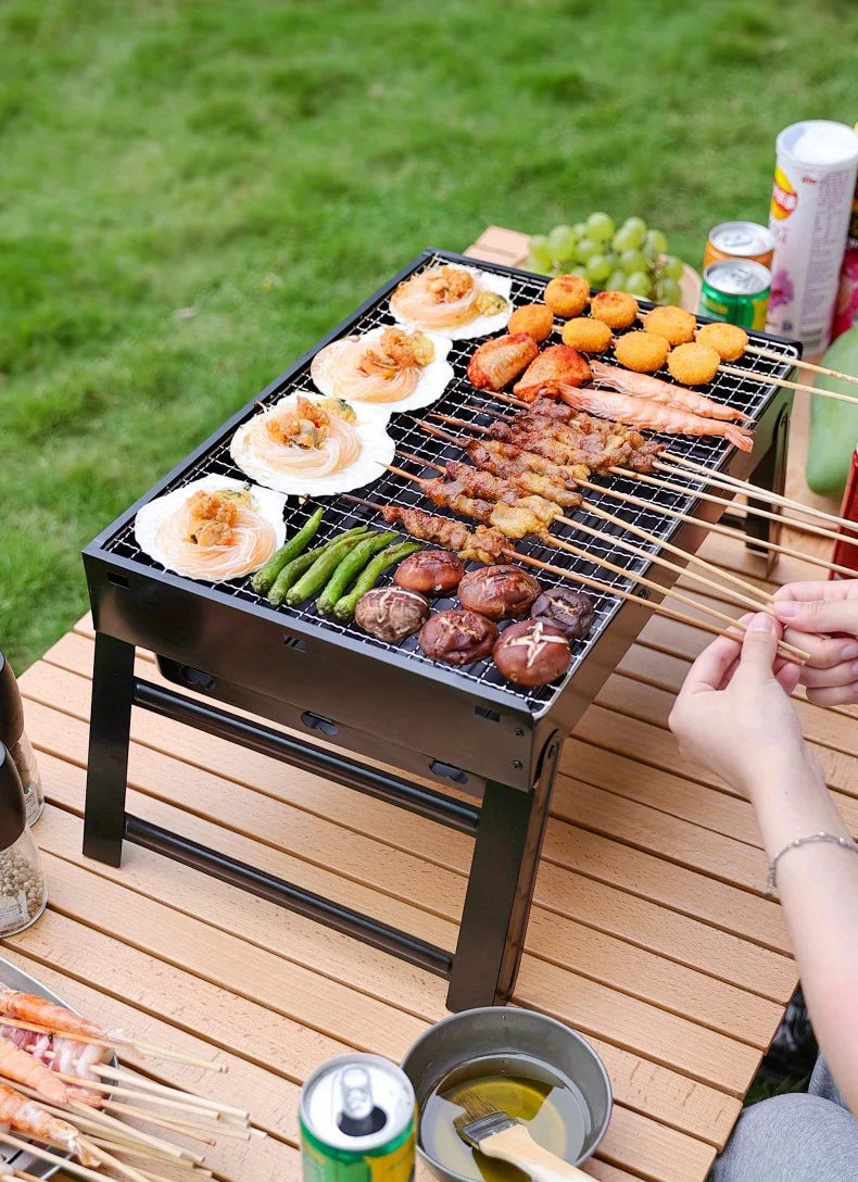 Portable Smokeless Charcoal BBQ Stove – Foldable Barbecue Rack for Outdoor Camping, Picnics & Backyard Grilling