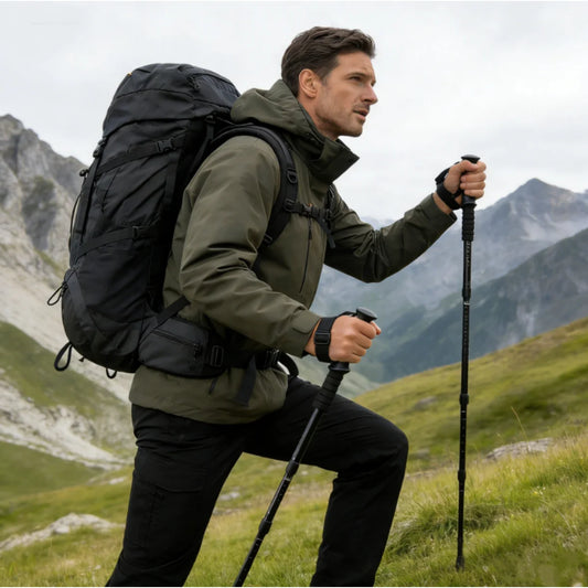 Carbon Fiber Ultralight Trekking Poles Retractable Folding Anti-Slip Multi-Function Gear for Outdoor Hiking Climbing Skiing