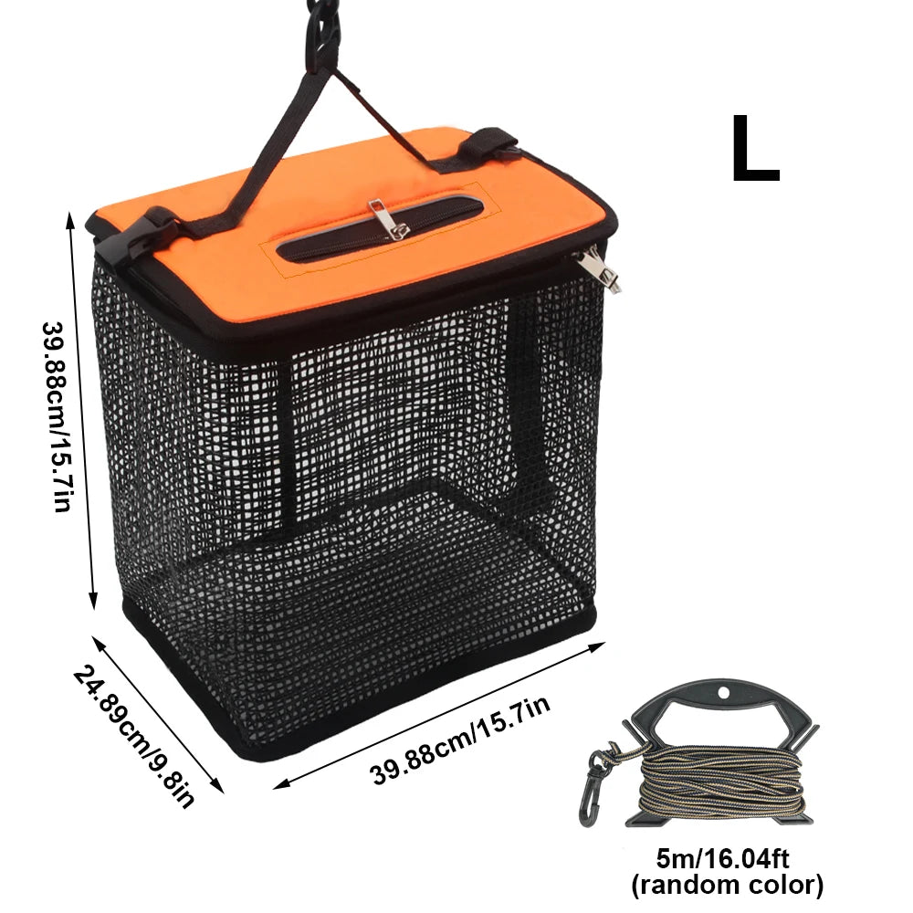 Foldable Floating Fish Basket – Collapsible Mesh Fishing Holder & Minnow Bucket for Live Bait & Caught Fish