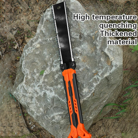 14" Folding Pocket Saw – SK5 High-Carbon Steel Double-Edge Pull Saw for Camping, Woodworking & Survival