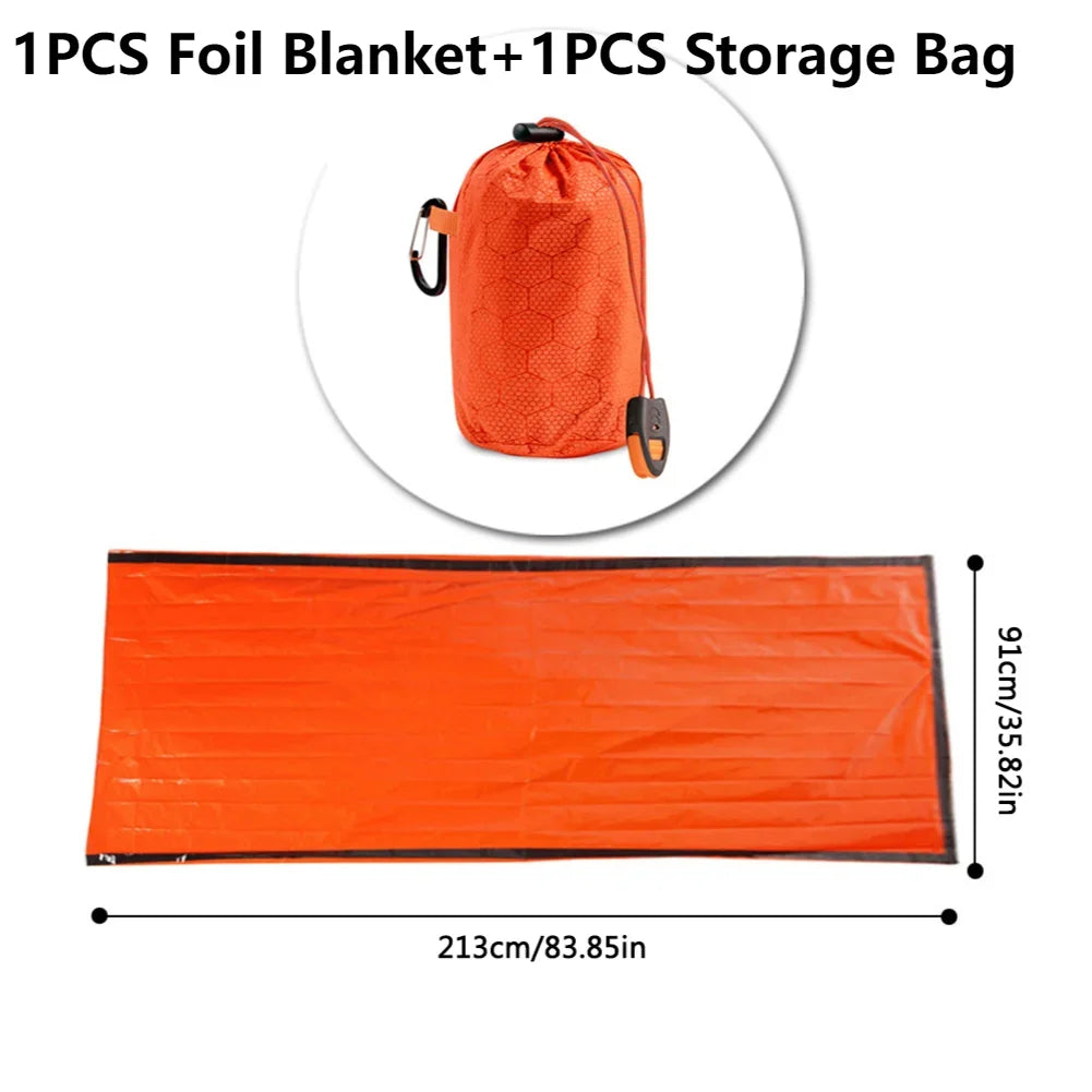 Couverture et sac de couchage de survie thermique d'urgence