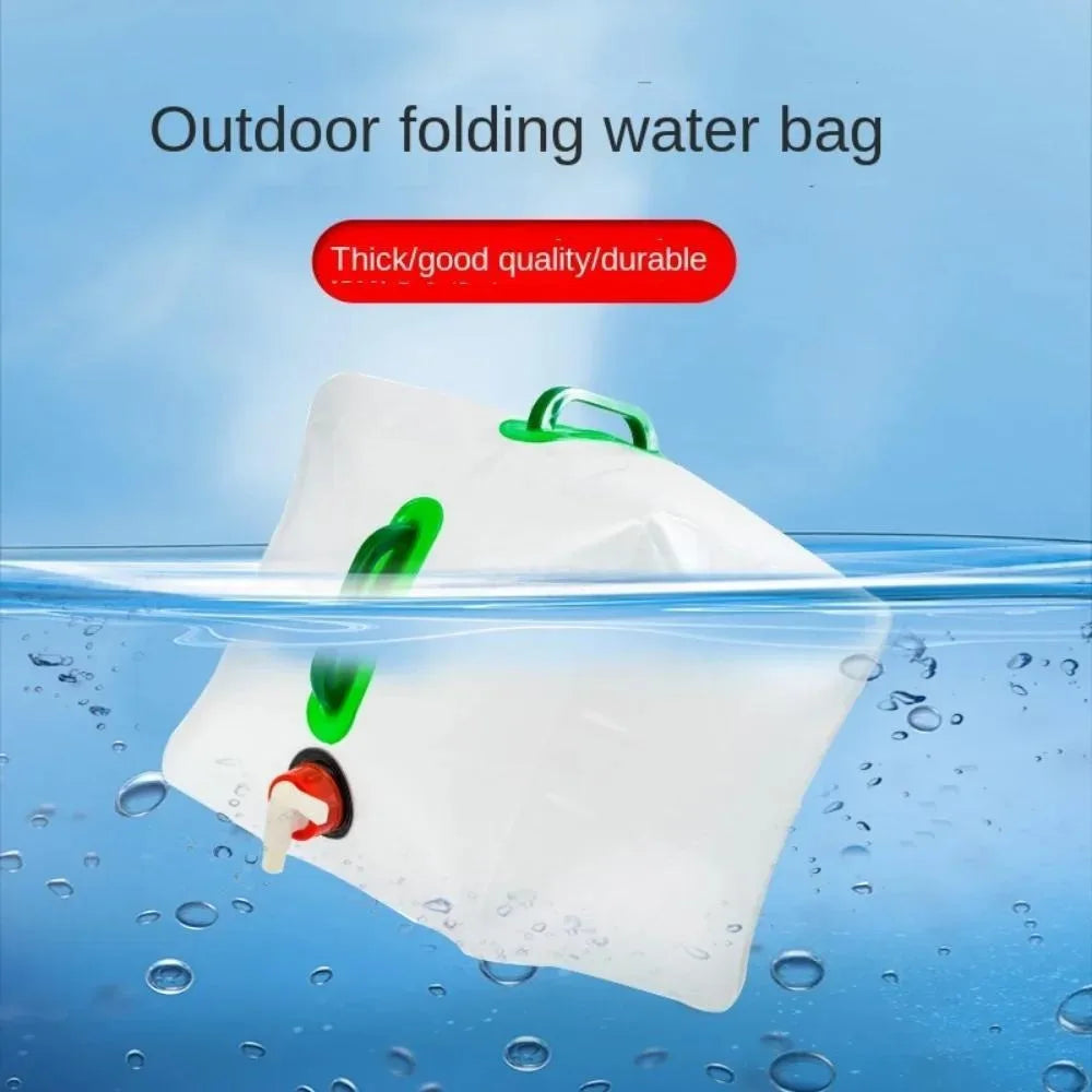 10L/20L Folding Water Bag - Collapsible Container w/Leakproof Tap & Carry Handle, Portable Bucket for Camping/Hiking/Emergency