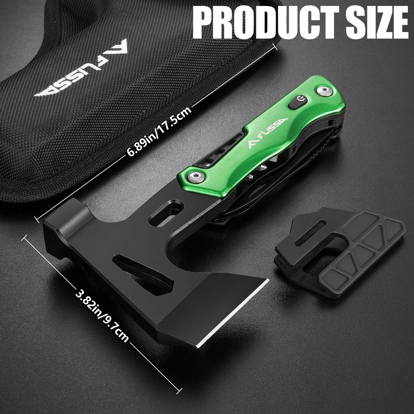DF Tactical 14-in-1 Camping Axe Multitool – Stainless Steel Hatchet with LED Light for Hiking, EDC & Survival