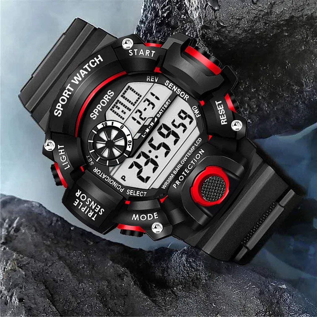 Men's Military Sports Watch – Large Dial Multifunctional Waterproof Luminous Alarm Digital Wristwatch for Men & Kids