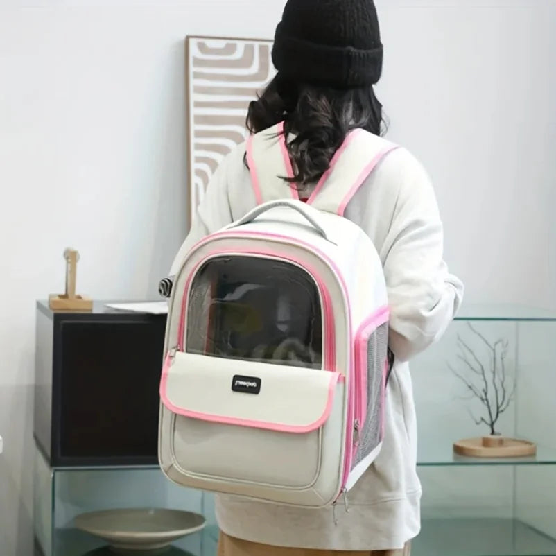 Sac à dos de transport transparent pour animaux de compagnie – Respirant pour chats et chiens