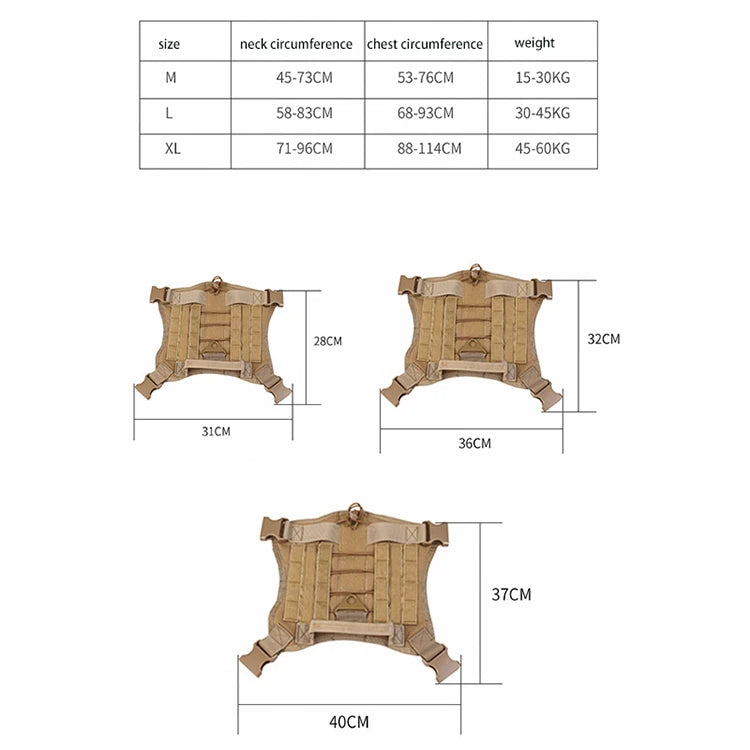 Tactical Dog Harness Military Training  Padded Quick Release Vest Pet Training Dog Harness For Set Small Medium Large Dogs