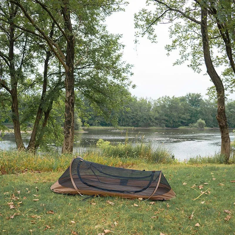 Single Person Tactical Camping Tent – Rainproof 210D Oxford Trekking Tent with Aluminum Poles for Hiking & Mountaineering