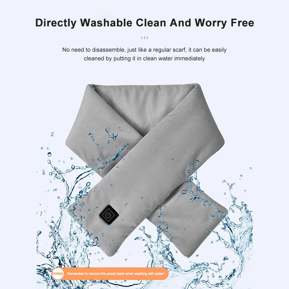 Electric Heating Scarf USB Charging Electric Heated Scarf Washable Thermal Neck Wrap Warmer Soft for Outdoor Camping Hiking
