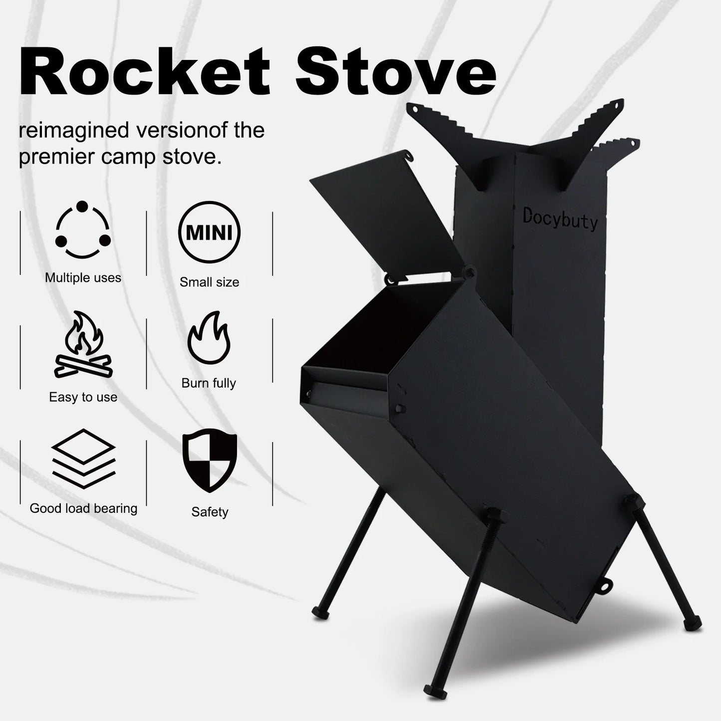 Mini Rocket Stove – Portable Wood Burning Camp Stove for Outdoor Cooking & Camping