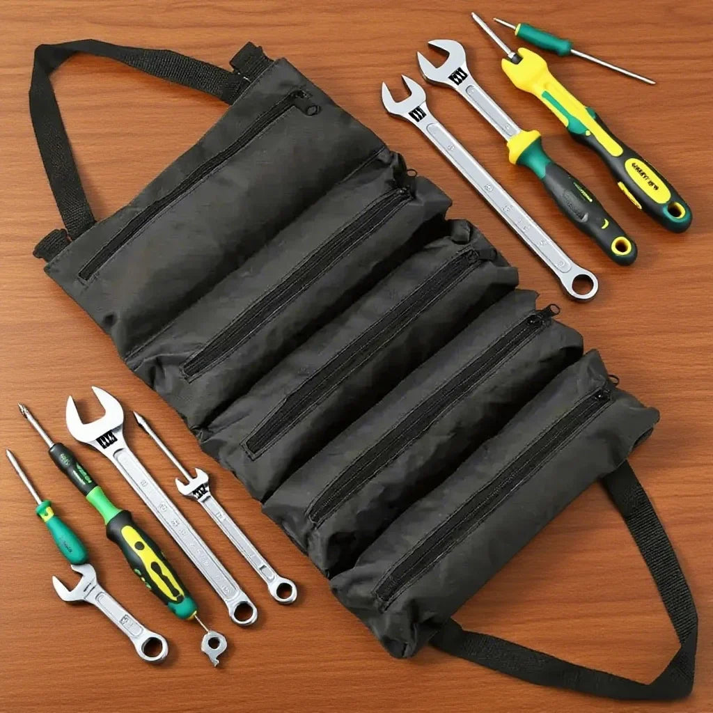 Roll-Up Tool Organizer Bag – Multi-Pocket Oxford Cloth Pouch for Hardware, Camping & EDC Gear