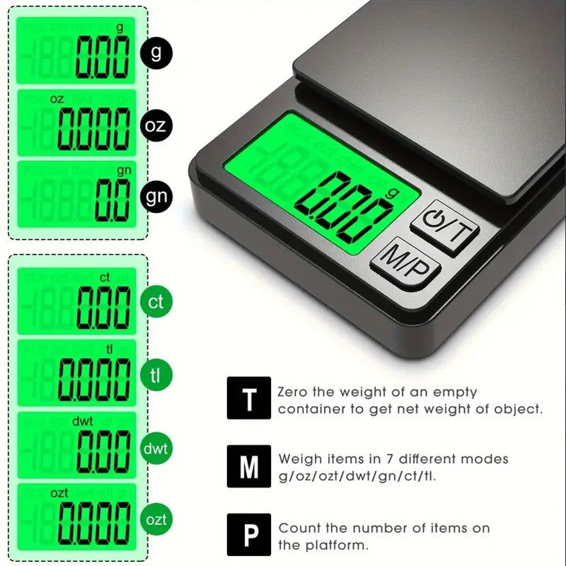 Precision Pocket Scale 1000g x 0.1g – Digital Gram Scale for Food, Jewelry, Ounces & Grains with Backlit LCD for Travel & Camping