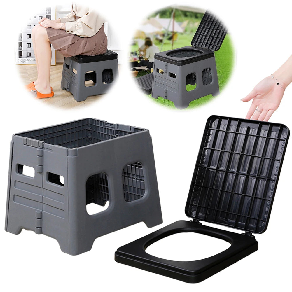 Portable Camping Toilet – Foldable Collapsible Potty with Lid for Camping, Travel & Emergency Use
