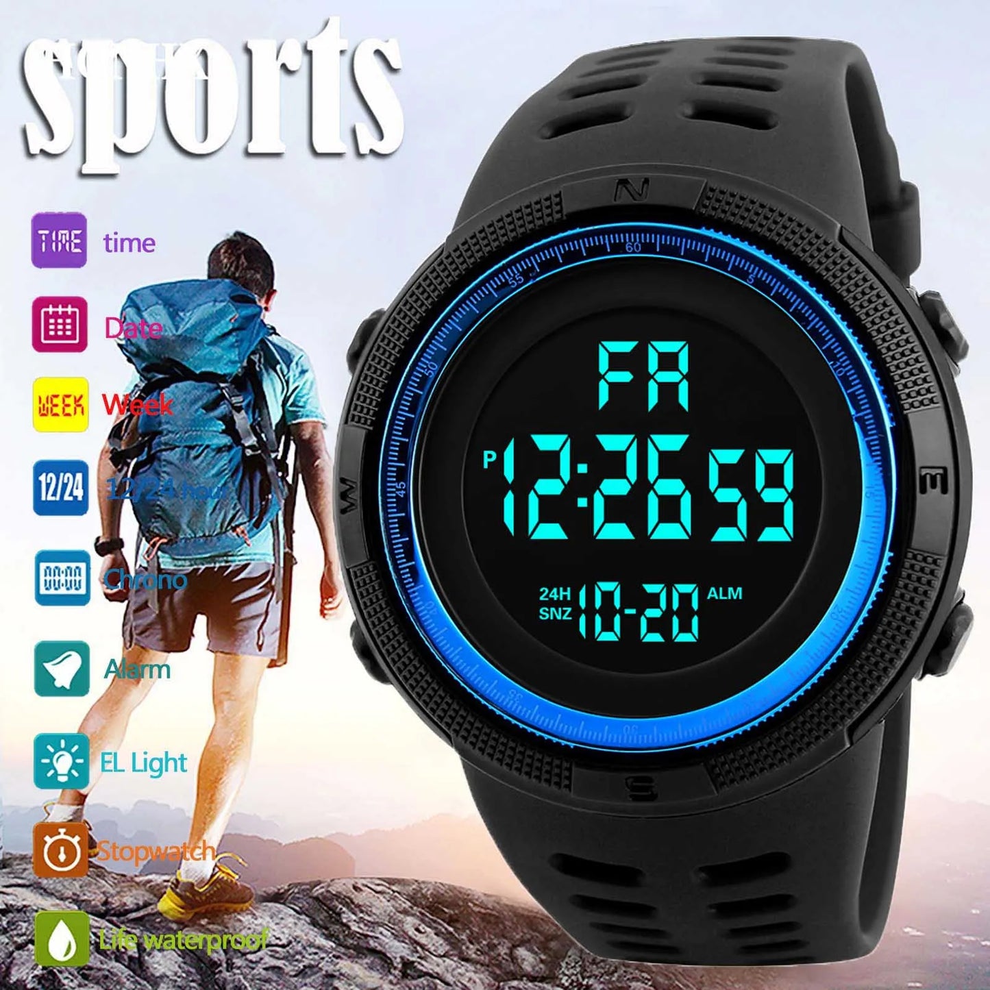 LED Digital Military Watch – Luminous Multifunction Sports Wristwatch for Men, Kids, Boys & Students
