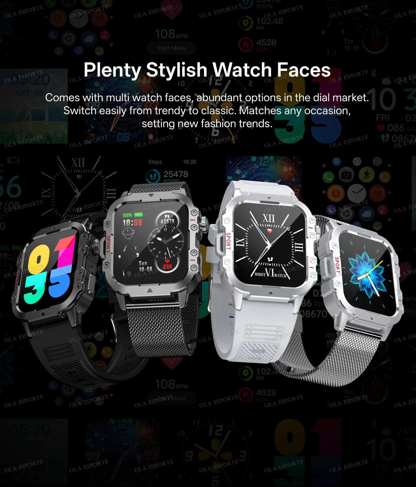 Military Smart Watch – GPS Flashlight 3ATM Waterproof Bluetooth Call 100+ Sport Modes Outdoor Smartwatch for Men