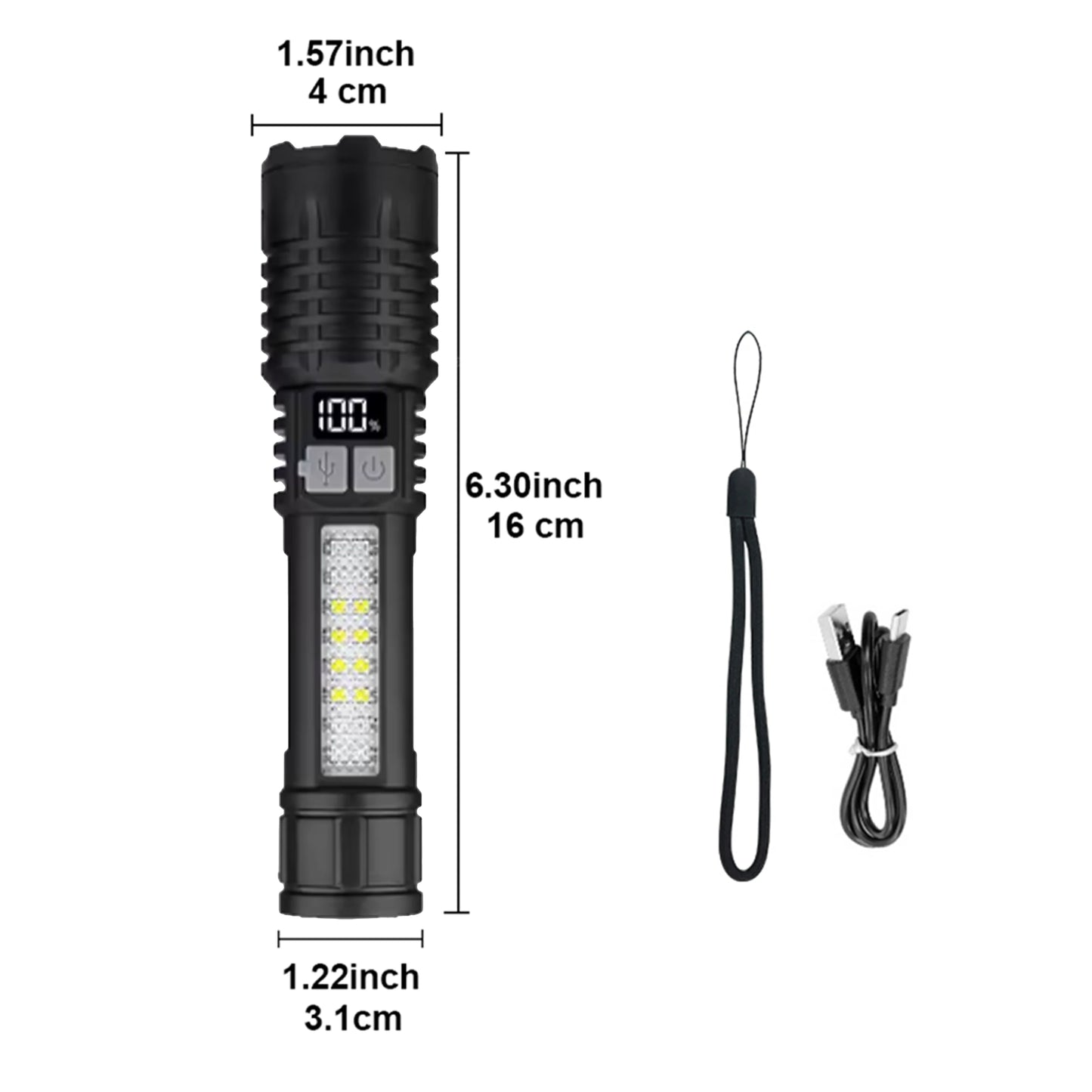 Ultra Bright Tactical Flashlight – USB Rechargeable 5KM Zoom Torch Light for Fishing, Hunting & Outdoor Use