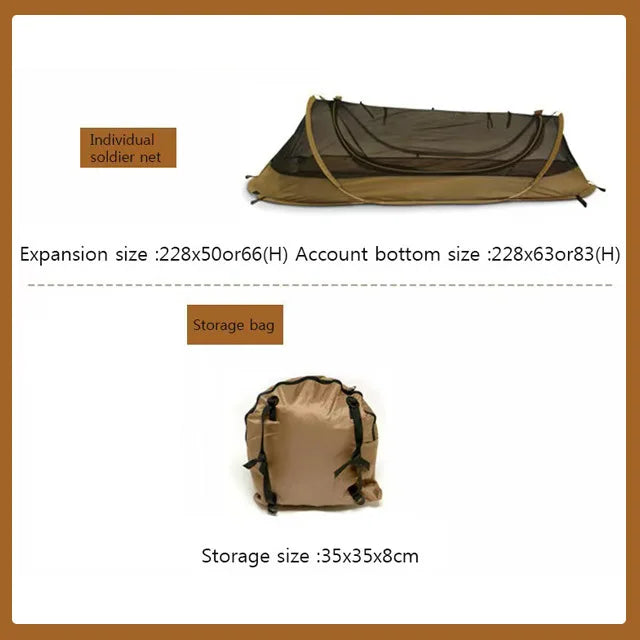 Single Person Tactical Camping Tent – Rainproof 210D Oxford Trekking Tent with Aluminum Poles for Hiking & Mountaineering