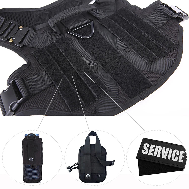 Tactical Dog Harness Military Training  Padded Quick Release Vest Pet Training Dog Harness For Set Small Medium Large Dogs