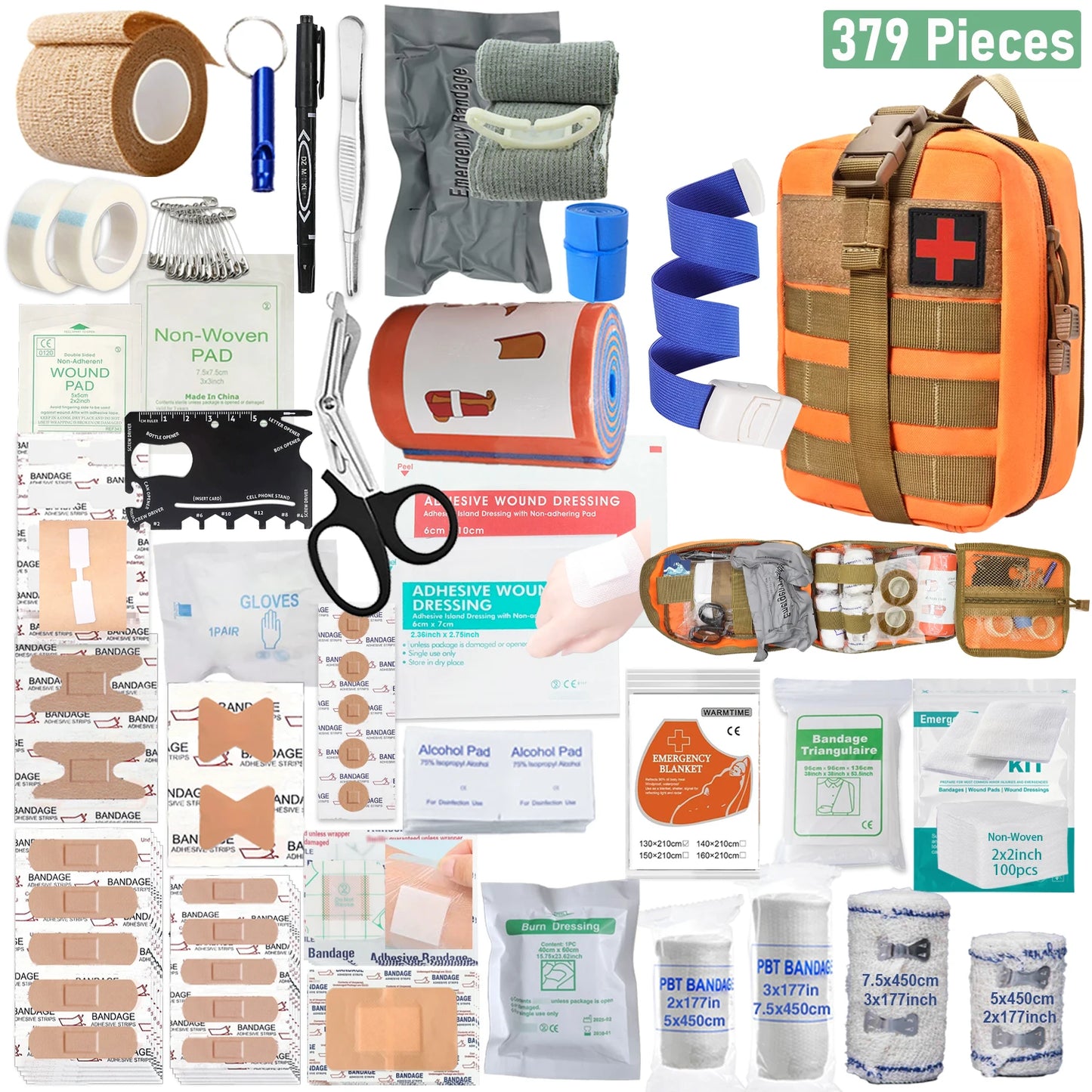 379-Piece First Aid Kit – Portable Emergency Bag for Home, Office, Outdoor Activities, Camping & Hunting
